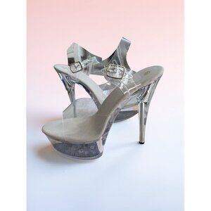 CLEAR Platform Ankle Strap Heels Size 43 / US 13